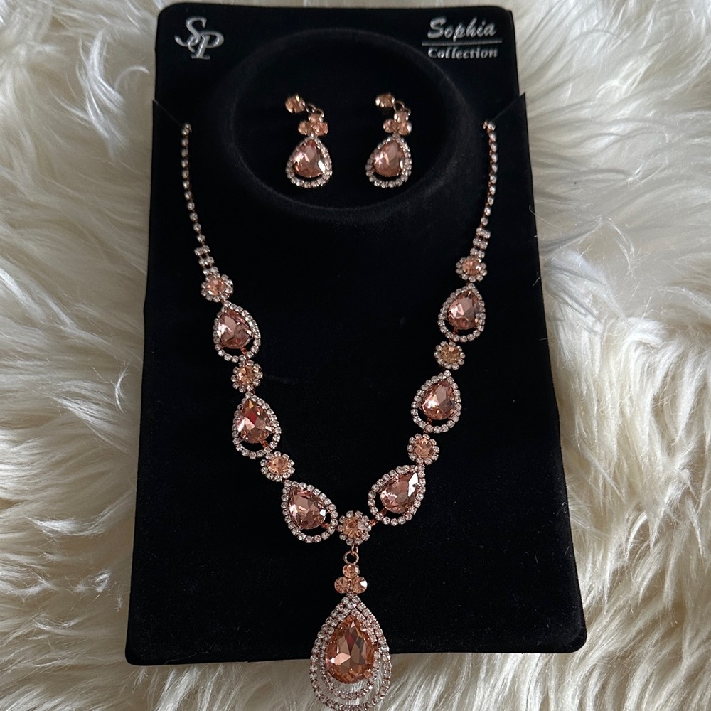 Rose Gold Necklace and Earring Set